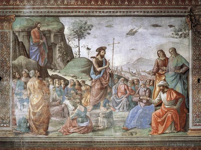 Domenico Ghirlandaio Various Paintings - Preaching Of St John The Baptist