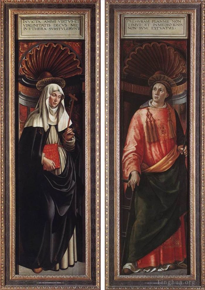 Domenico Ghirlandaio Various Paintings - St catherine Of Siena And St Lawrence