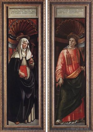 Artist Domenico Ghirlandaio's Work - St catherine Of Siena And St Lawrence