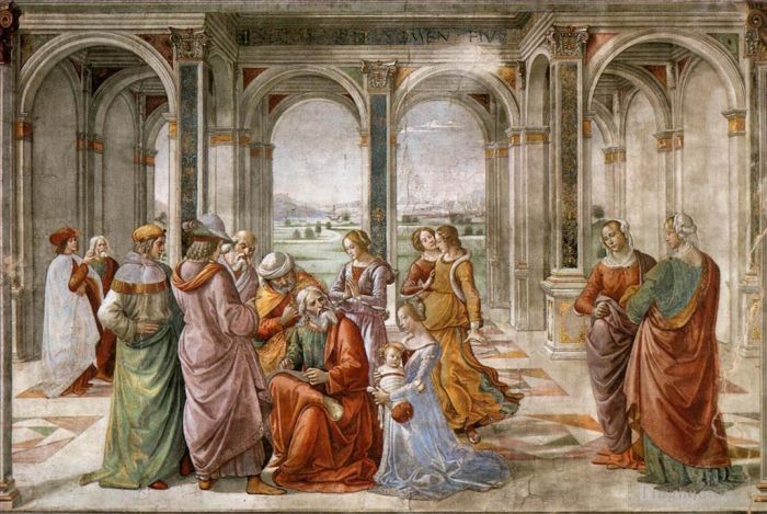 Domenico Ghirlandaio Various Paintings - Zacharias Writes Down The Name Of His Son