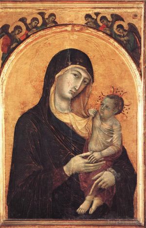 Artist Duccio di Buoninsegna's Work - Madonna and Child with Six Angels