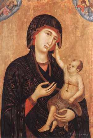 Artist Duccio di Buoninsegna's Work - Madonna with Child and Two ANgels Crevole Madonna