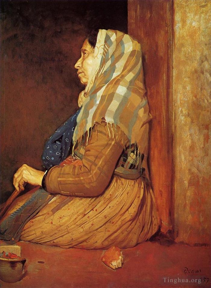 Edgar Degas Oil Painting - A Roman Beggar Woman