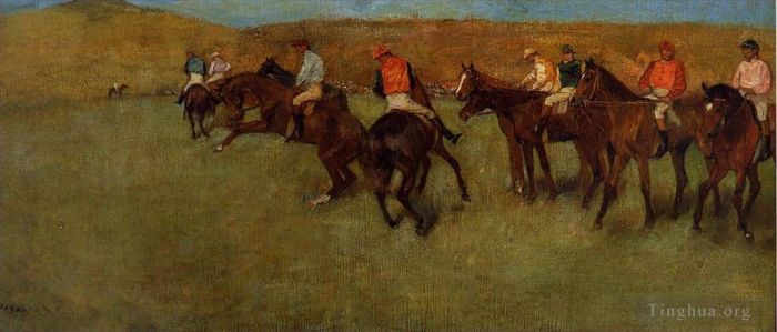 Edgar Degas Oil Painting - At the Races Before the Start