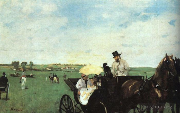 Edgar Degas Oil Painting - At the Races in the Countryside (A Carriage at the Races)