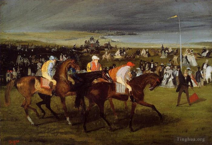 Edgar Degas Oil Painting - At the Races the Start