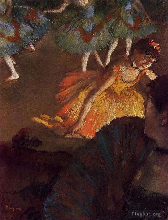 Edgar Degas Oil Painting - Ballerina and Lady with a Fan
