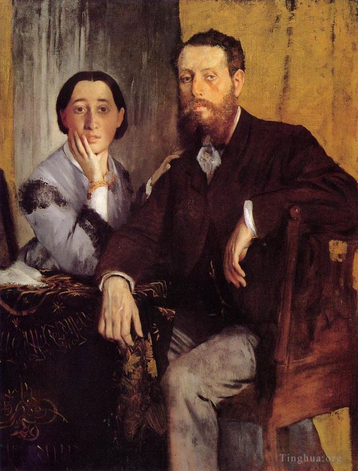 Edgar Degas Oil Painting - Edmond and Therese Morbilli