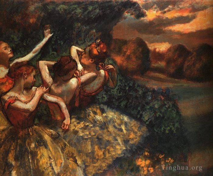 Edgar Degas Oil Painting - Four Dancers