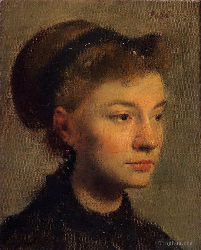 Edgar Degas Oil Painting - Head of a Young Woman