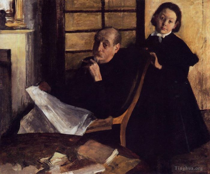 Edgar Degas Oil Painting - Henri De Gas and His Neice Lucie Degas