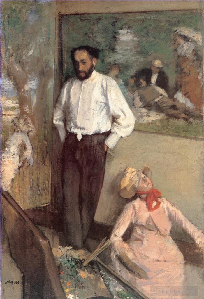 Edgar Degas Oil Painting - Portrait of the Painter Henri Michel Levy