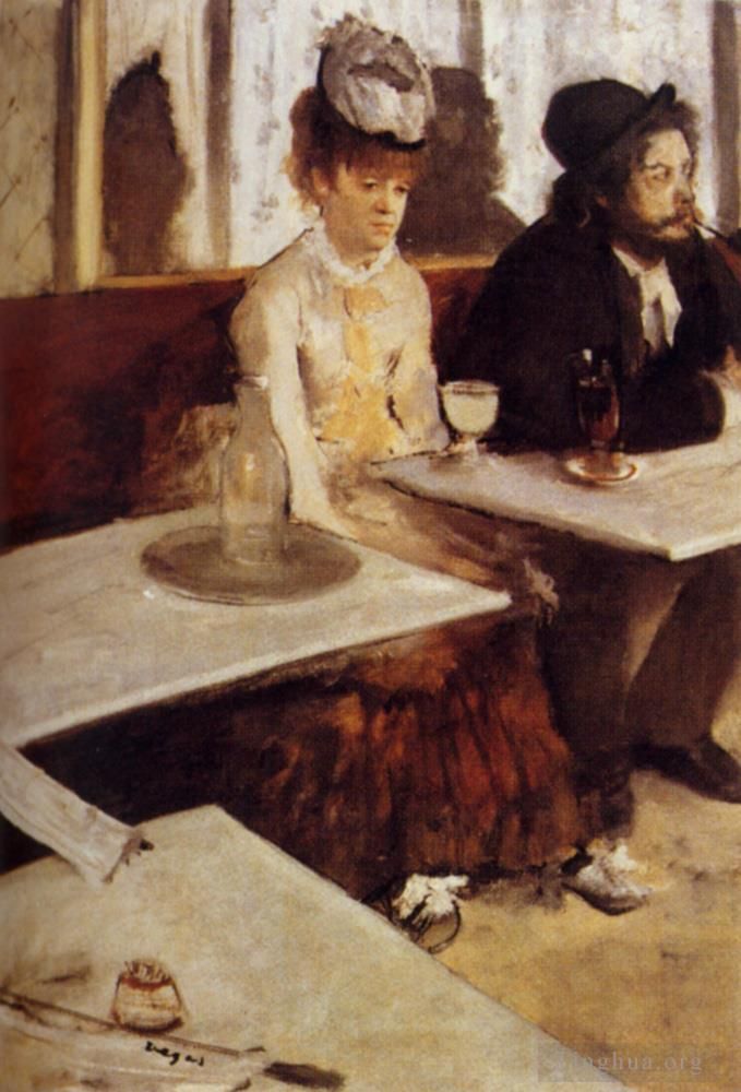 Edgar Degas Oil Painting - In a Café (Glass of Absinthe or The Absinthe Drinker)