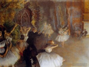 Artist Edgar Degas's Work - The Rehearsal of the Ballet Onstage