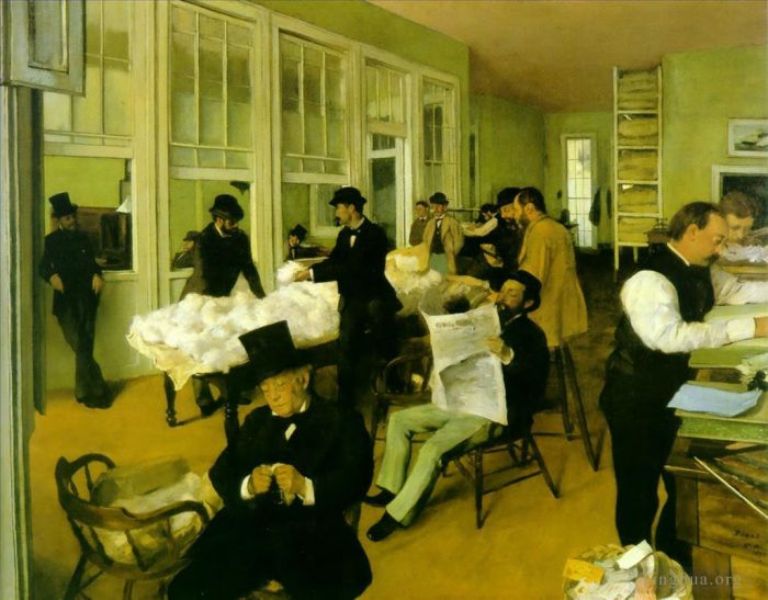 Edgar Degas Oil Painting - Cotton exchange
