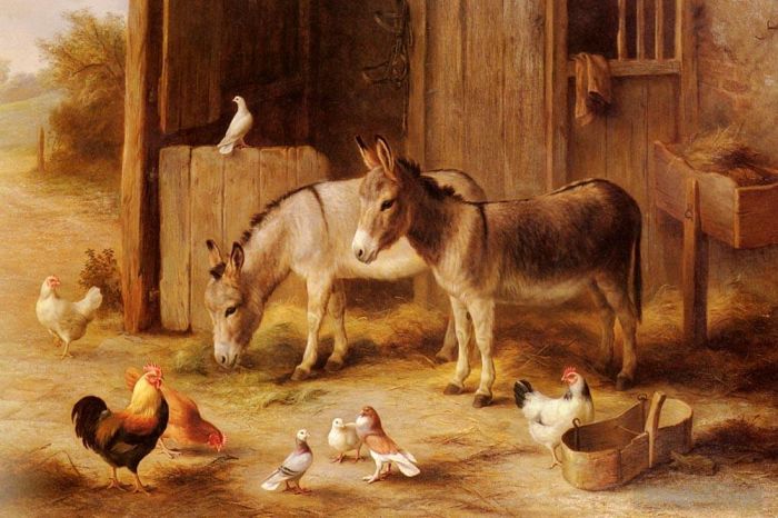 Edgar Hunt Oil Painting - Farmyard Friends