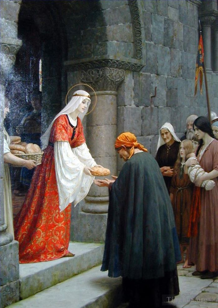 Edmund Leighton Oil Painting - Charity of St Elizabeth of Hungary