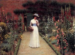 Artist Edmund Leighton's Work - Lady in a Garden