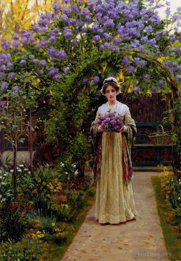 Edmund Leighton Oil Painting - Lilac