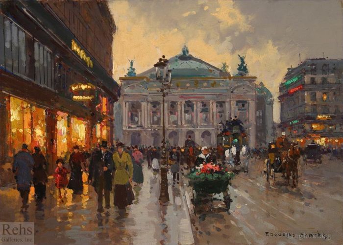 Edouard Cortes Oil Painting - Avenue de l opera