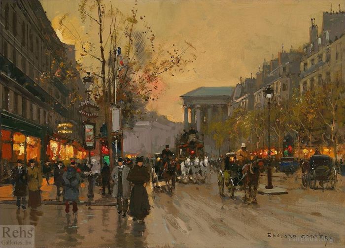 Edouard Cortes Oil Painting - Boulevard de la madeleine 10
