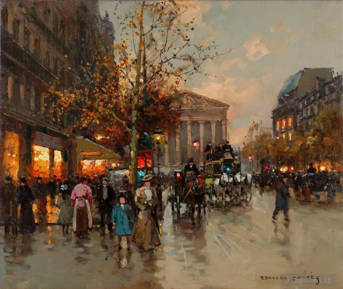 Edouard Cortes Oil Painting - Boulevard de la madeleine 5