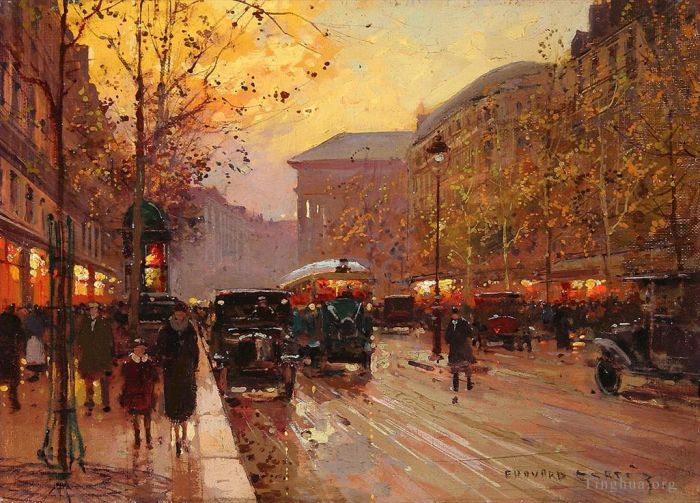 Edouard Cortes Oil Painting - Boulevard de la madeleine 6