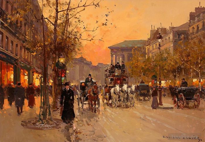 Edouard Cortes Oil Painting - Boulevard de la madeleine 7
