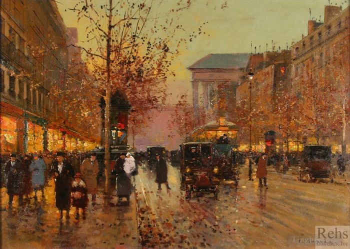 Edouard Cortes Oil Painting - Boulevard de la madeleine 9