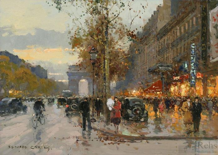 Edouard Cortes Oil Painting - Champs elys es 7