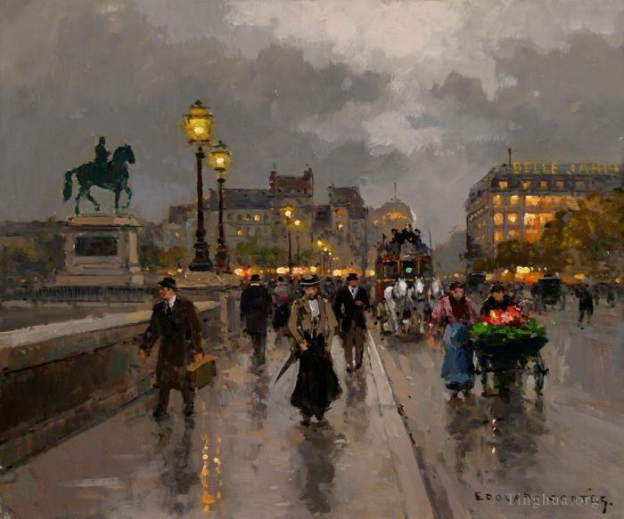 Edouard Cortes Oil Painting - New bridge