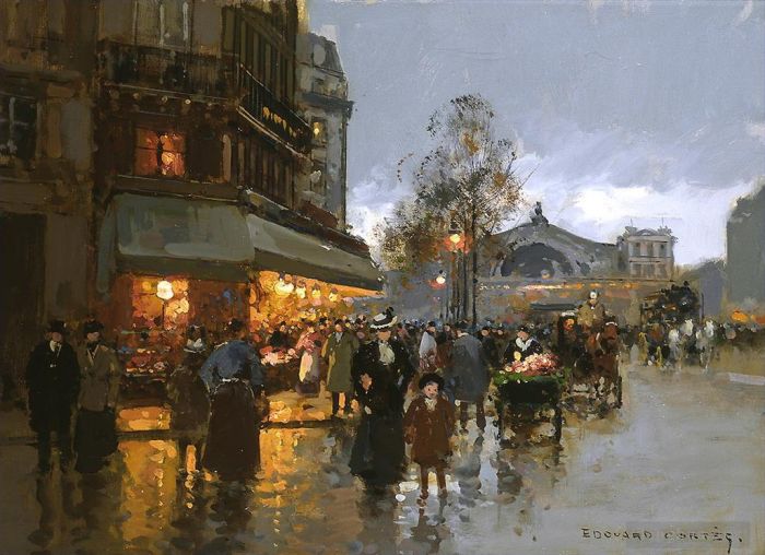Edouard Cortes Oil Painting - North station