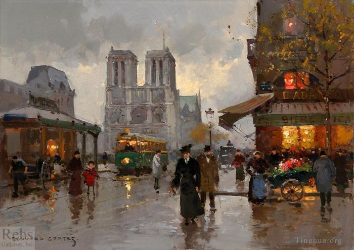 Edouard Cortes Oil Painting - Notre dame