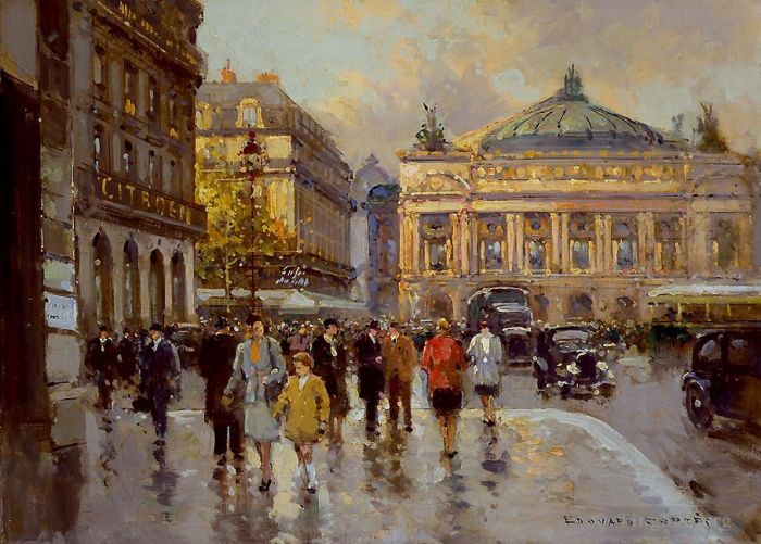 Edouard Cortes Oil Painting - Place de l opera 1