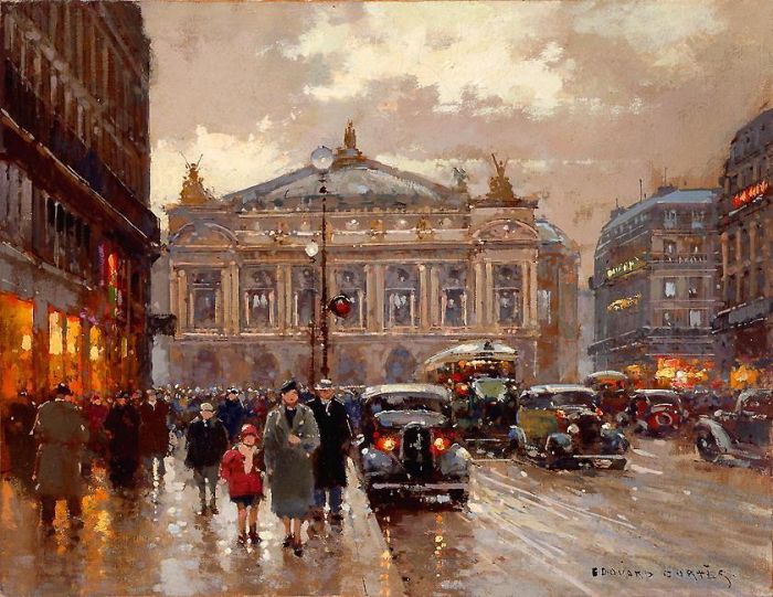 Edouard Cortes Oil Painting - Place de l opera 2