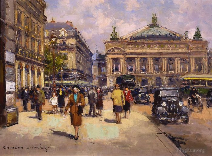 Edouard Cortes Oil Painting - Place de l opera 3