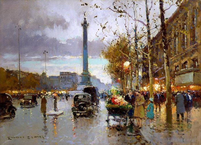 Edouard Cortes Oil Painting - Place de la bastille