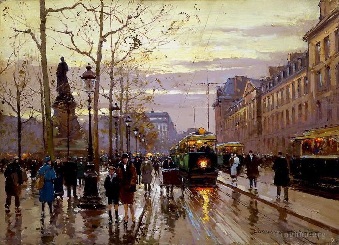 Edouard Cortes Oil Painting - Place de la republique