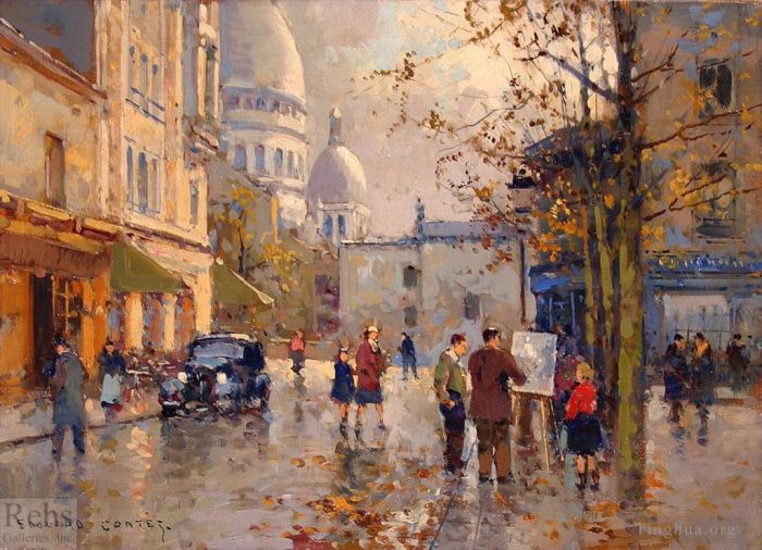 Edouard Cortes Oil Painting - Place du tertre