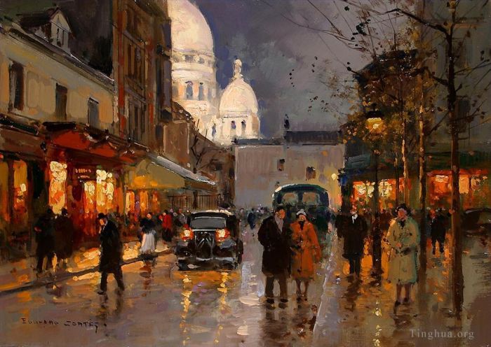 Edouard Cortes Oil Painting - Place from a knoll sacred heart
