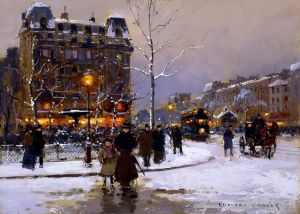 Artist Edouard Cortes's Work - Place pigalle winter