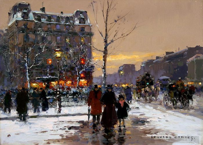 Edouard Cortes Oil Painting - Place pigalle