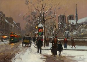Artist Edouard Cortes's Work - Quai de montebello winter