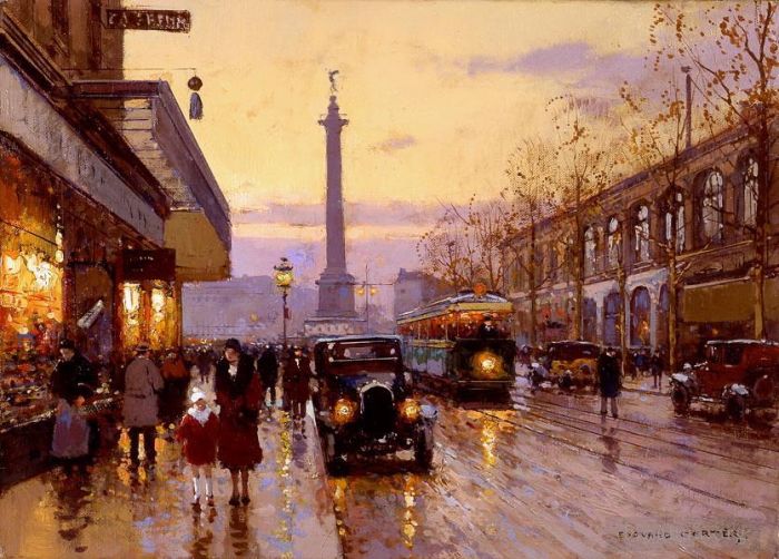 Edouard Cortes Oil Painting - Rue de lyon