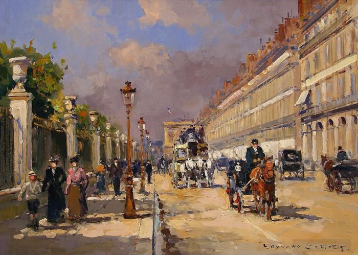 Edouard Cortes Oil Painting - Rue de rivoli 1