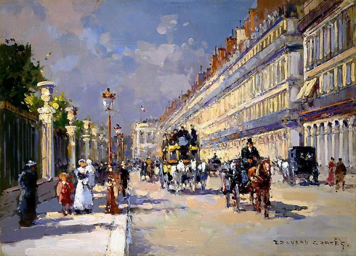 Edouard Cortes Oil Painting - Rue de rivoli