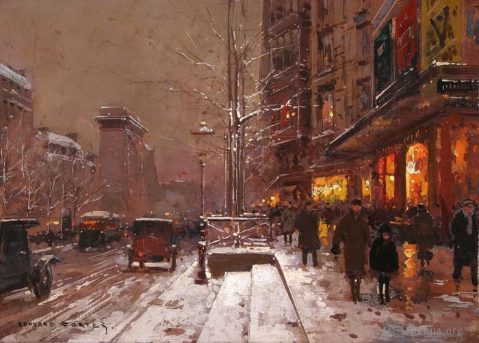 Edouard Cortes Oil Painting - St denis winter 1