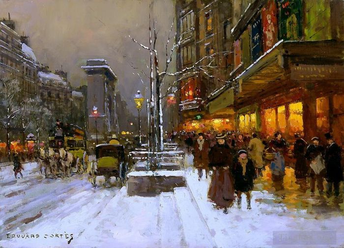 Edouard Cortes Oil Painting - St denis winter 2