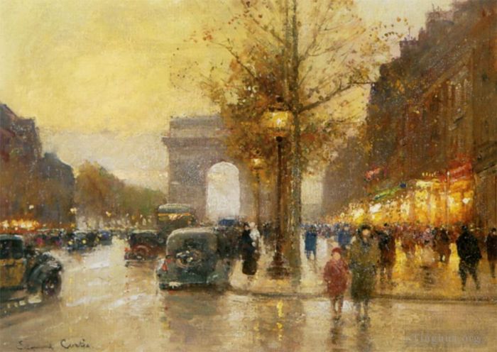 Edouard Cortes Oil Painting - The lido champs elysees