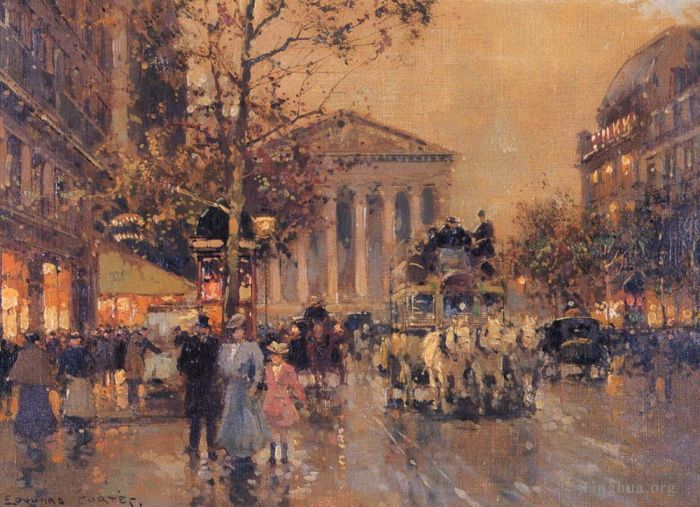 Edouard Cortes Oil Painting - The rue royal madeleine